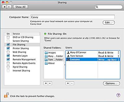 mac os x tell that the users on different machines are the same for file sharing?